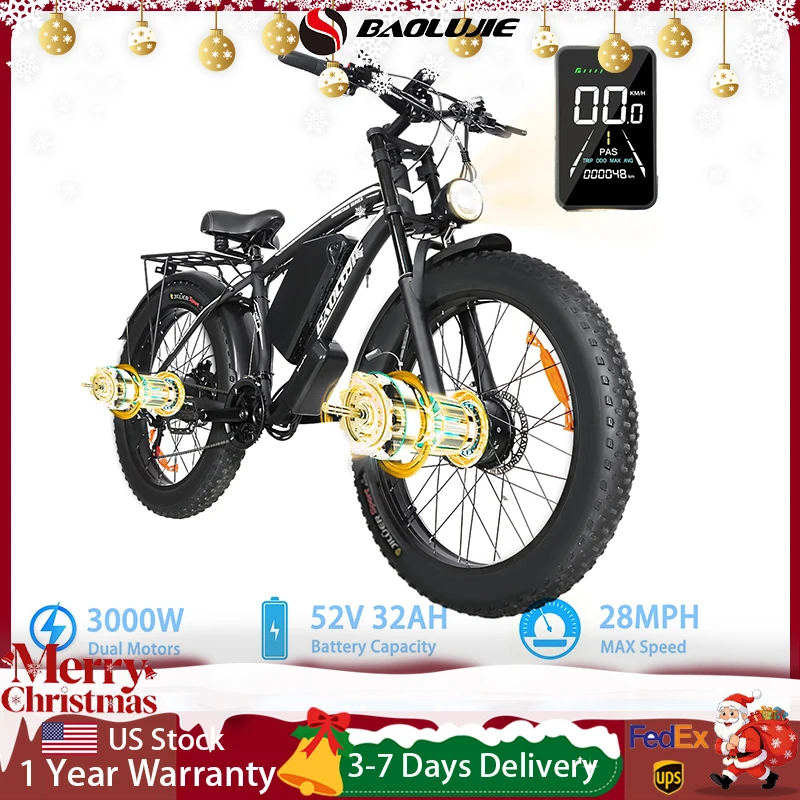 

Электрический велосипед для взрослых, пик, 3000 Вт, двойной двигатель, 52 В, 32 Ач, съемный аккумулятор, горный электронный велосипед, 26*4,0 дюймов, электрический велосипед с толстыми шинами