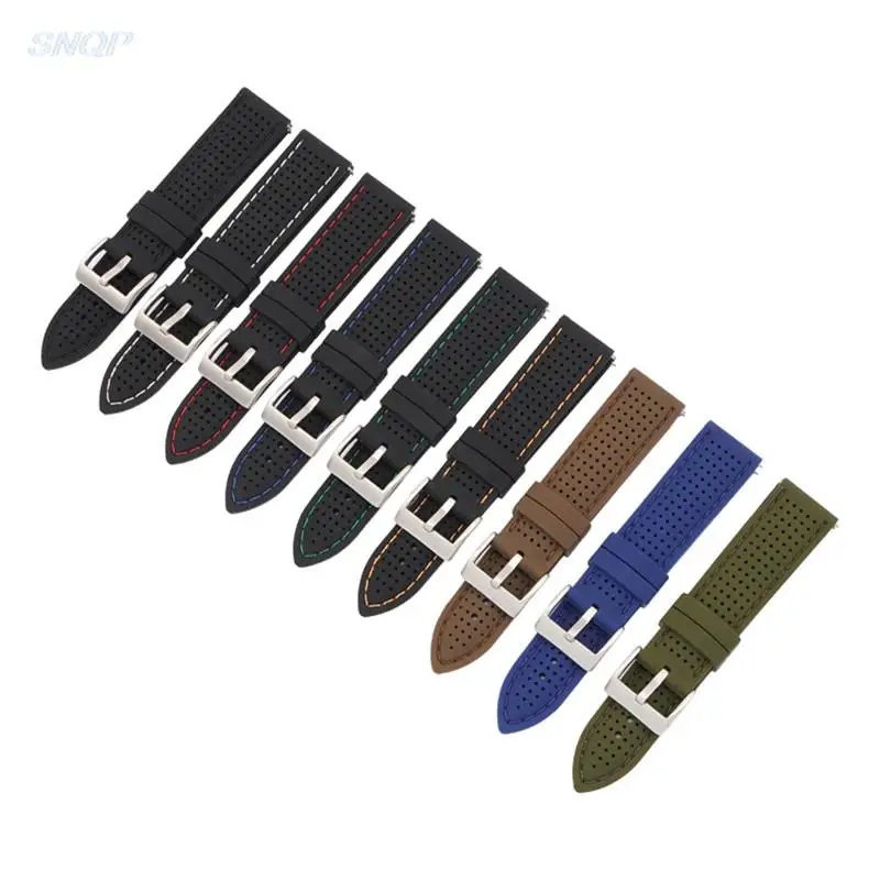 Soft Silicone Rubber Watch Strap 18mm 20mm 22mm 24mm Men Women Sport Waterproof Breathable Wrist Band Quick Release Bracelet