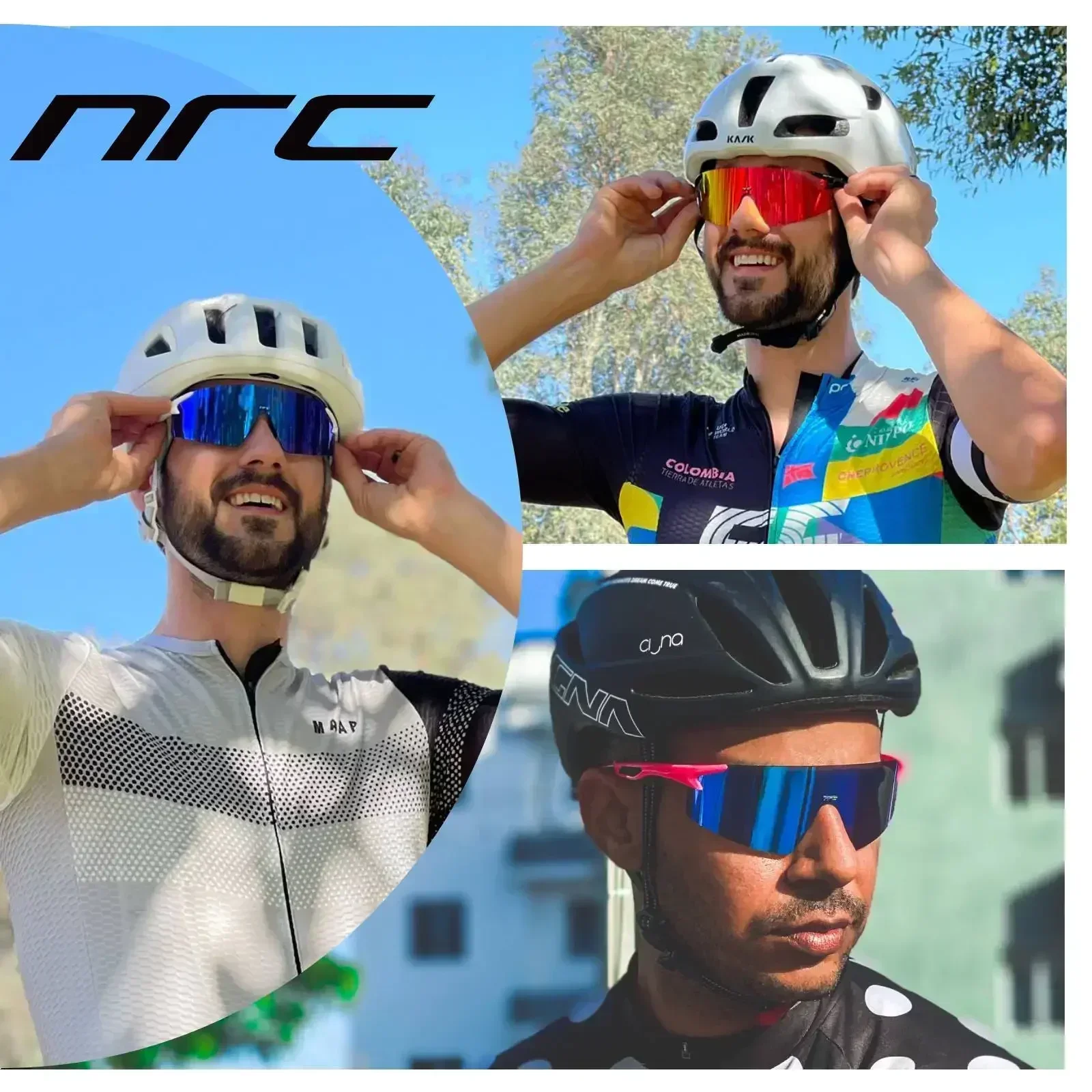 NRC Bike Cycling Glasses Man woman Cycling Sunglasses UV400 Eyepieces Outdoor Bicycle Eyewear Golf Sports Dark Glasses