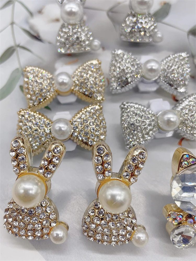 2PCS Schleife-knoten Schnürsenkel Charms Zubehör Bling Strass Katze Schnürsenkel Schnallen DIY Dekorationen Abnehmbare Kaninchen Schuh Clips – Detail 3