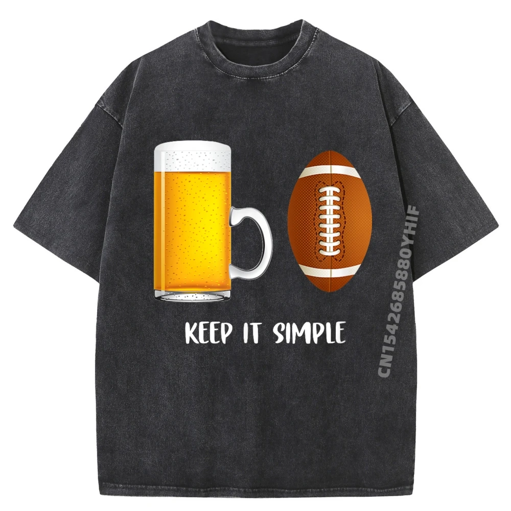 

Loose Male T-Shirt Keep It Simple Beer College Normal Tops Tees Halloween Luxury Clothing Retro Washed T Shirts For Men