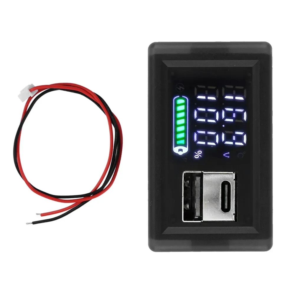 

DC 9-24V Dual USB Battery Charger Level Indicator Lithium Battery Capacity Tester LED Display Tester Voltmeter Detector