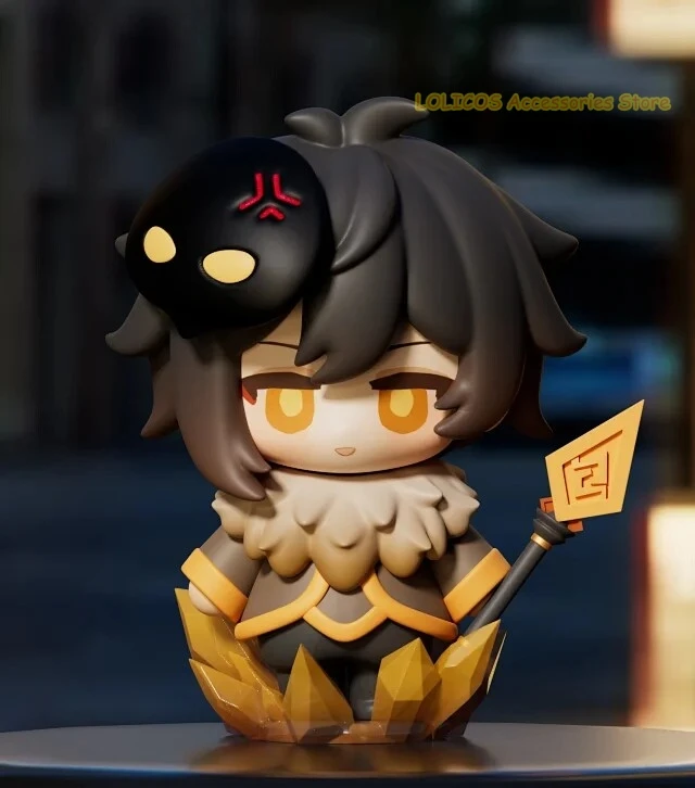 

Genshin Impact Zhongli Kawaii Anime Q-version Figurine PU Resin Desktop Ornament Decor 8cm Cartoon Figure Fan Collection Gift