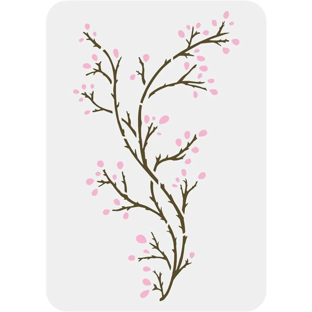 

Branch Painting Stencils 11.7x8.3 inch Large Bare Branches & Budding Flower Drawing Stencil Plastic PET Tree Branch Stencil DIY