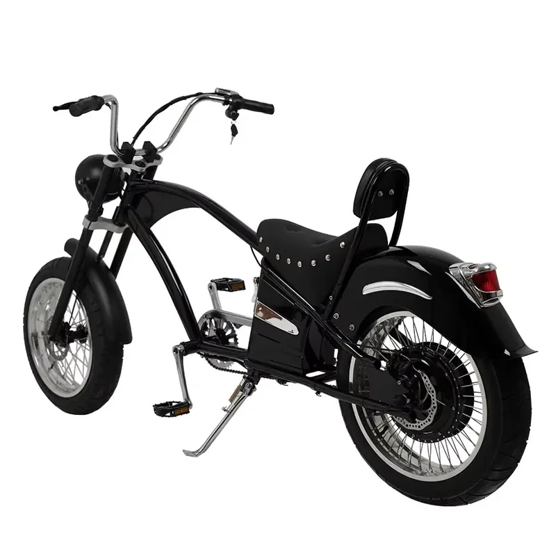 1000W Electric Bicycle 48V Dual Seat Full Suspension Chopper Ebike 20x4 Inch Fat Tire Rear Hub Motor Carbon Steel Frame US