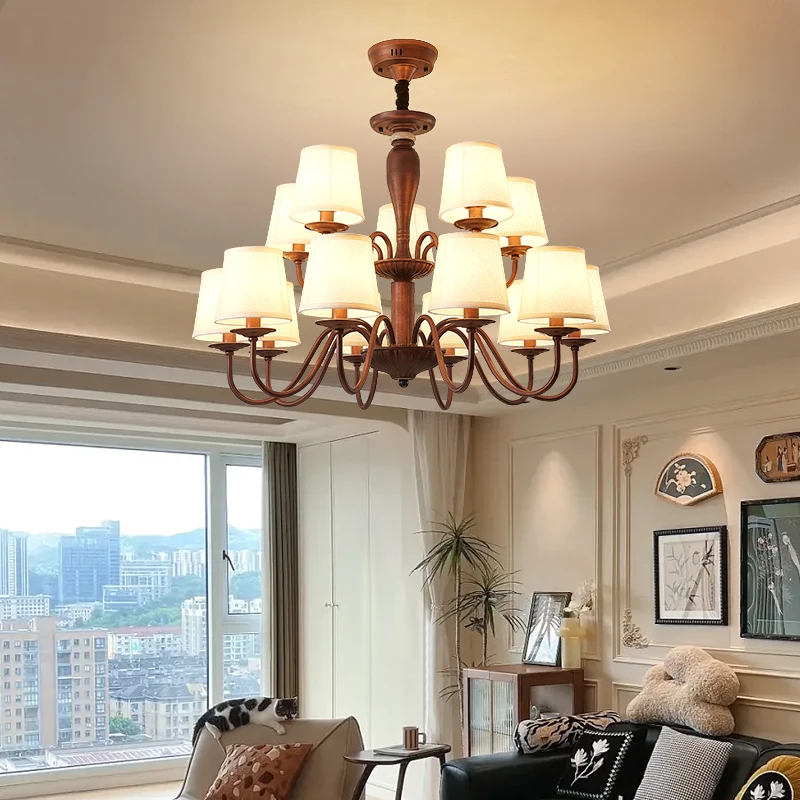 American Retro Style Chandelier For Living Room Grand Villa Lighting Fixtures  Vintage Style Lamps For Dining Room And Bedroom