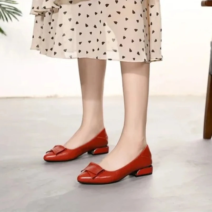 

2025 г., женские туфли-лодочки на толстом каблуке, натуральная кожа, с острым носком, красочные вечерние туфли на квадратном каблуке, женская обувь большого размера ручной работы