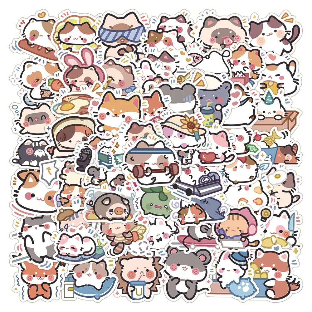 60 Pieces of Chubby Little Animal Waterproof Stickers, Phone Case Decoration Stickers, Planner Stickers, Stickers, Waterproof Stickers, Advantages: Waterproof, Can Be Re-Pasted Repeatedly, No Residue, Exquisite Design.