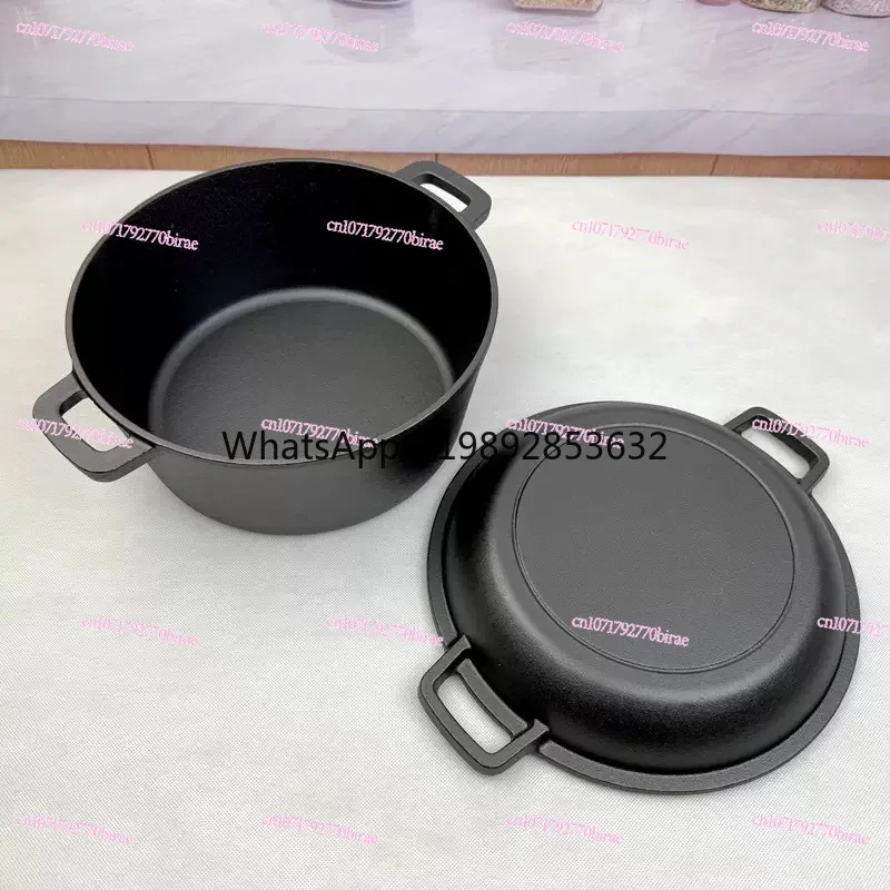 Cast Iron Pan 26cm Dual-purpose  Double-purpose Frying Saucepan Thickened Uncoated Dutch  Binaural Saucepan Binaural Frying Pan