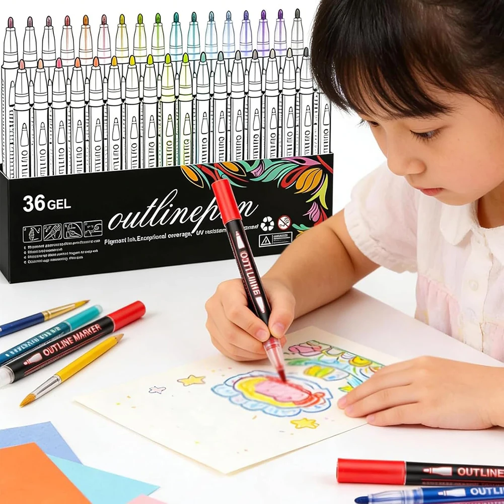 Glitter Contour-Marker Pens For Crafts User-friendly Design, Perfect For Artists Of All Skill Levels. DIY Craft Enthusiasts