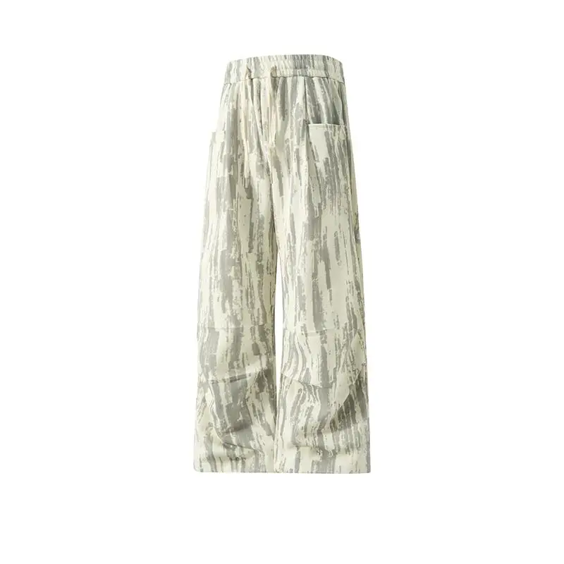 

M-XXXL Men's Autumn Tie-Dye Pleated Pants - Retro Washed Casual Trousers with Drawstring Elastic Waist for Casual Streetwear 3XL