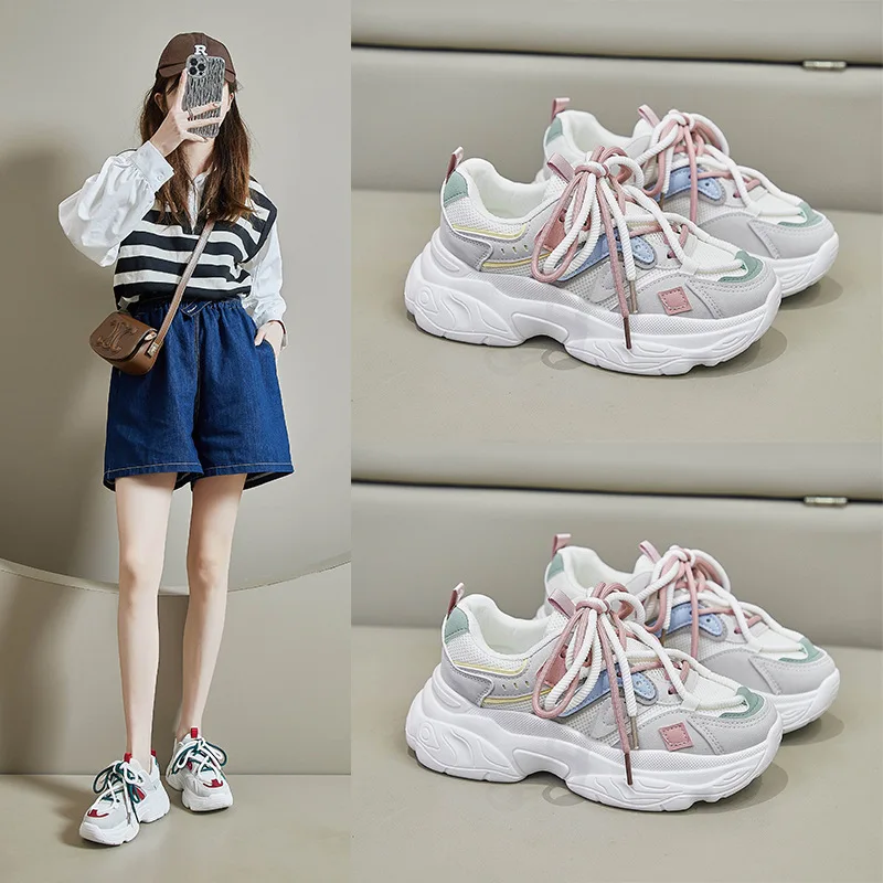 Spring & Summer Air Mesh Women White Shoes New Female Girls Sneakers Fashion Breathable Sports Casual Size 35-40