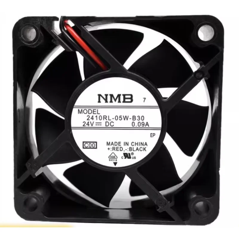 

NMB 2410RL-05W-B30 DC 24V 0.09A 60x60x25mm 2-Wire Server Cooling Fan