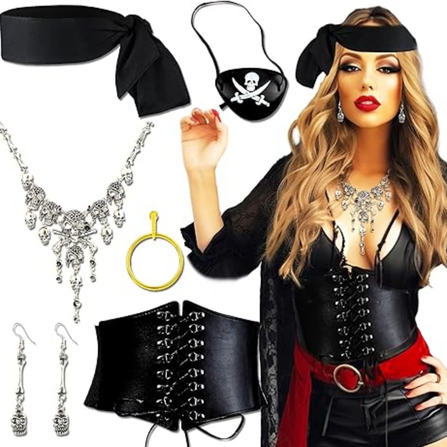 Laventy Pirate Costume for Women Pirate Costume Adults Pirate Party Outfits Music Festival Halloween Costume Cosplay Dress