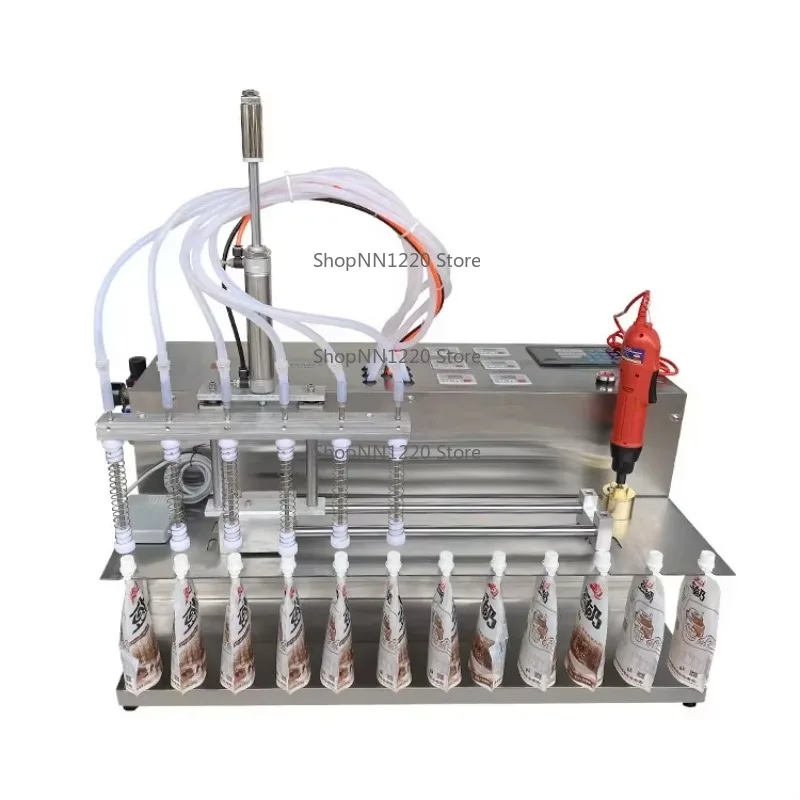 

Desktop 6-Head Pouch Filling Sealing Machine for Milk Drink Soap Liquid Mineral Water Juice Beverages for Food Pure Water