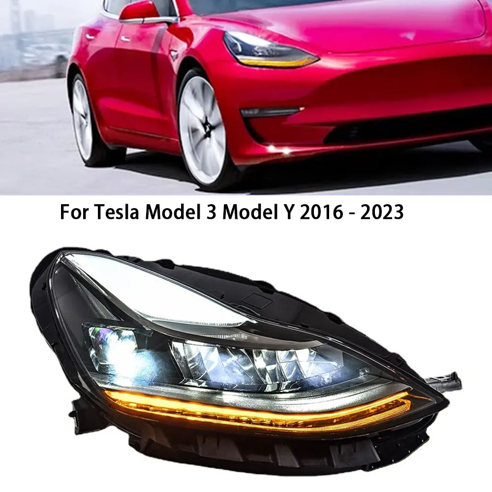 

LED Headlight with Taillights For Tesla Model 3 Model Y 2018-2022 LED Head Lamp Upgrade DRL Dynamic Signal Lamp Head Lamp