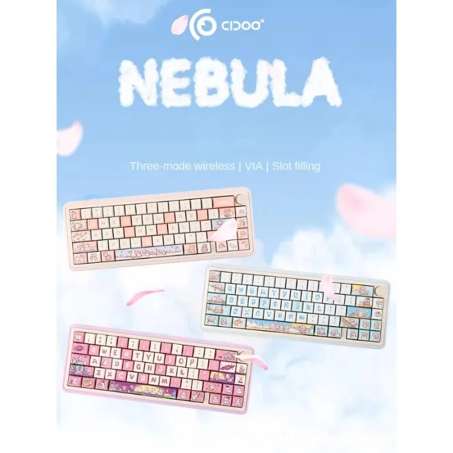 

Cidoo Nebula Mechanical Keyboard 66 Keys Gasket Hot Swap VIA Wireless Tri-Mode Customization Kit with Column Portables Laptop