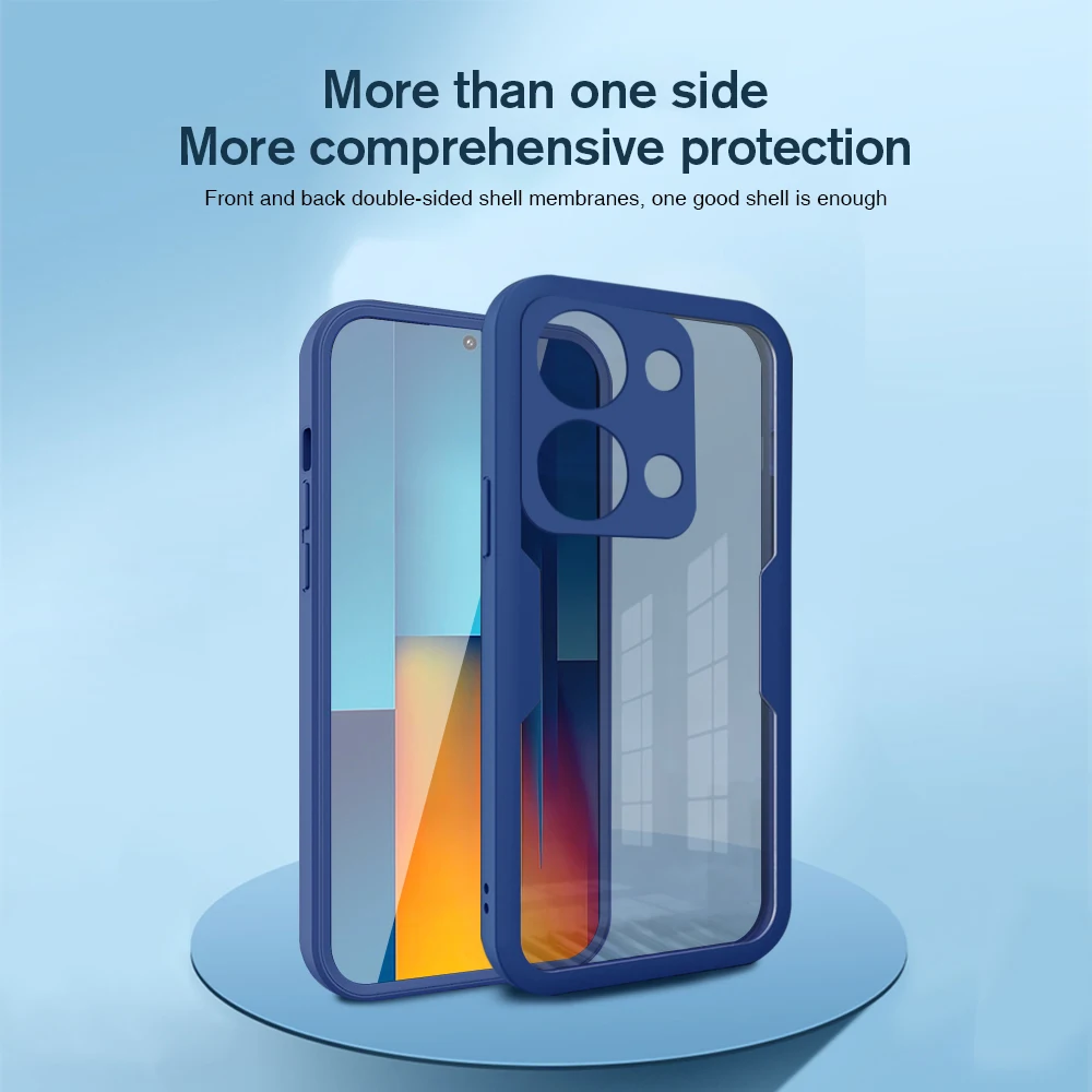 Custodia protettiva per schermo doppio lato a 360 ° per Xiaomi Poco M6 Pro 4G Cover trasparente antiurto Coque PocoM6Pro Little M6Pro