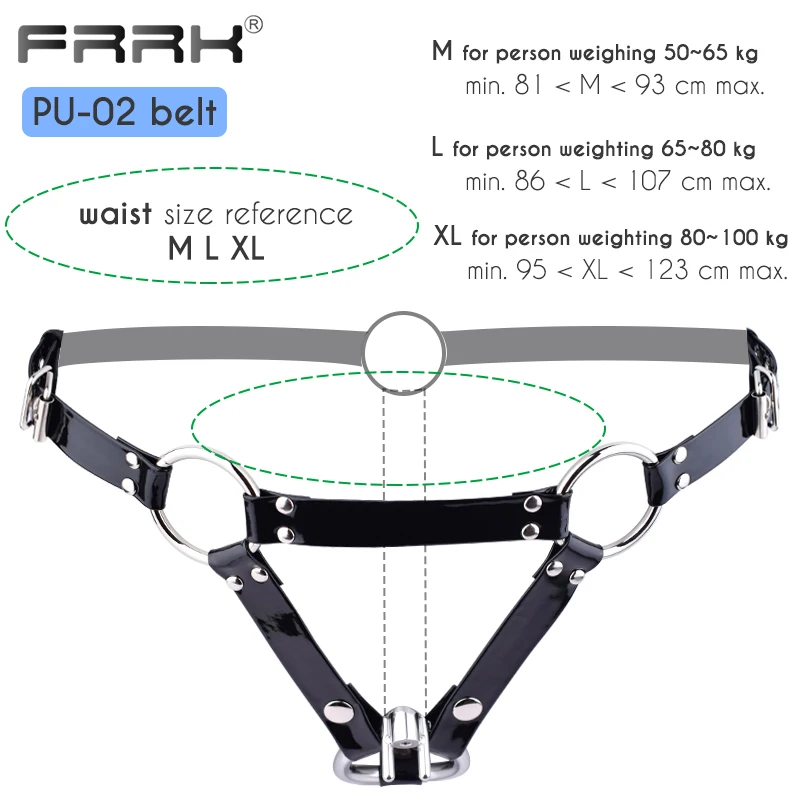 FRRK PU-02 Belt with K-03 Penis Rings for FRRK Built-in Lock Chastity Cage