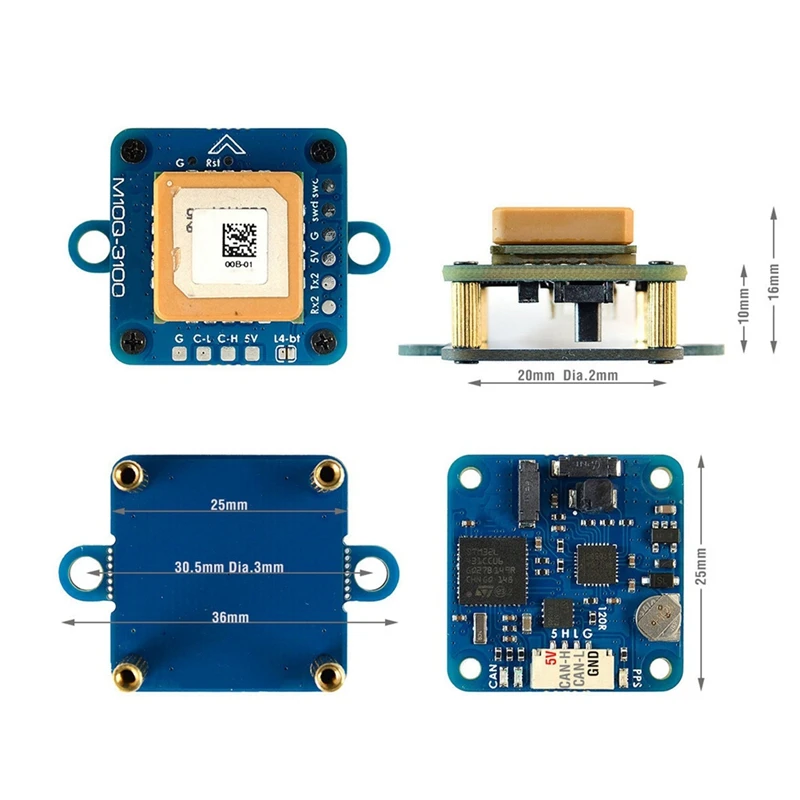 GNSS M10Q-3100 GPS Module AP PERIPH Built-In Magnetic Compass PNI RM3100 Patch Antenna For RC FPV Drone DIY