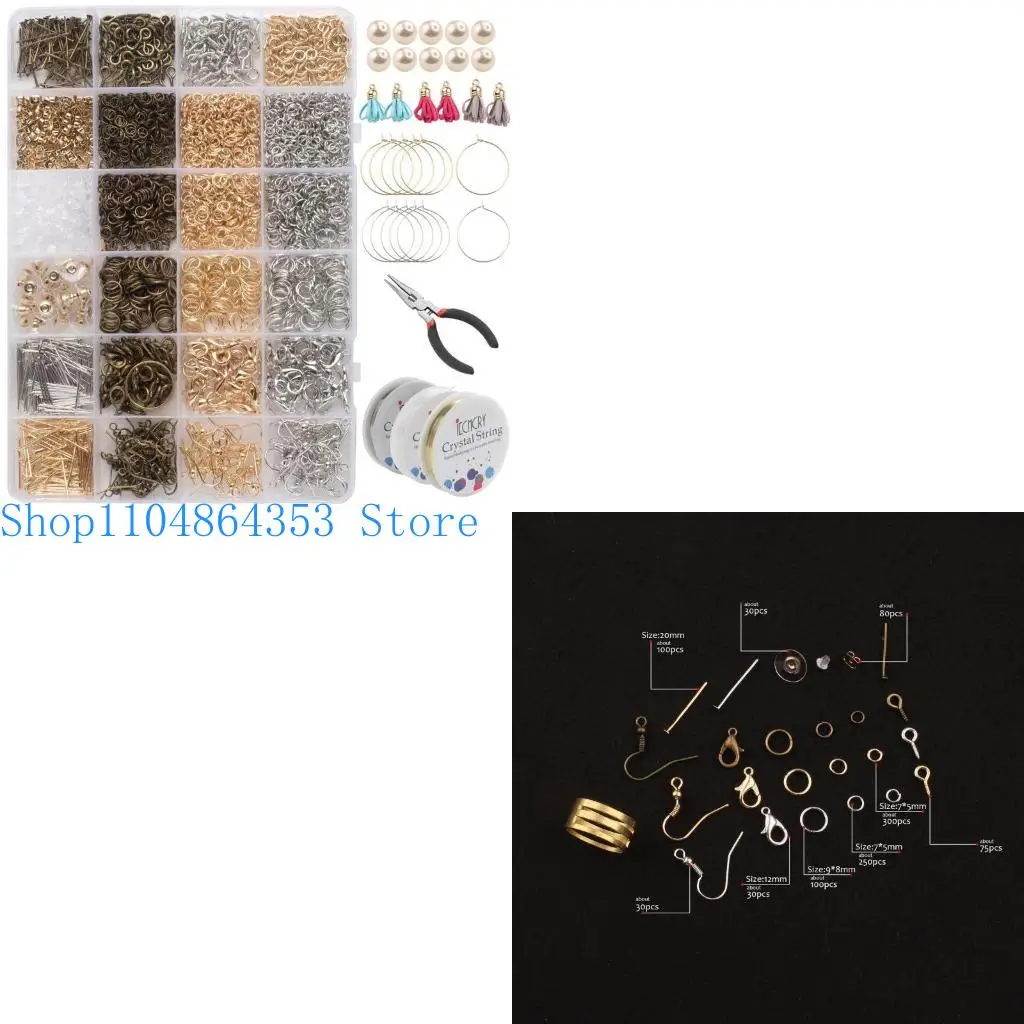 

652F Keyring Jewelry Accessory Set Lobster Claw Clasps Single Circle Earring Hooks Set for Women Jewelry Necklaces Making