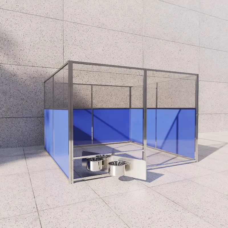 

Cage Heavy Duty Large Luxury Pet Dog Crates House Tempered Glass 304 Stainless Steel Stable Dog Kennel