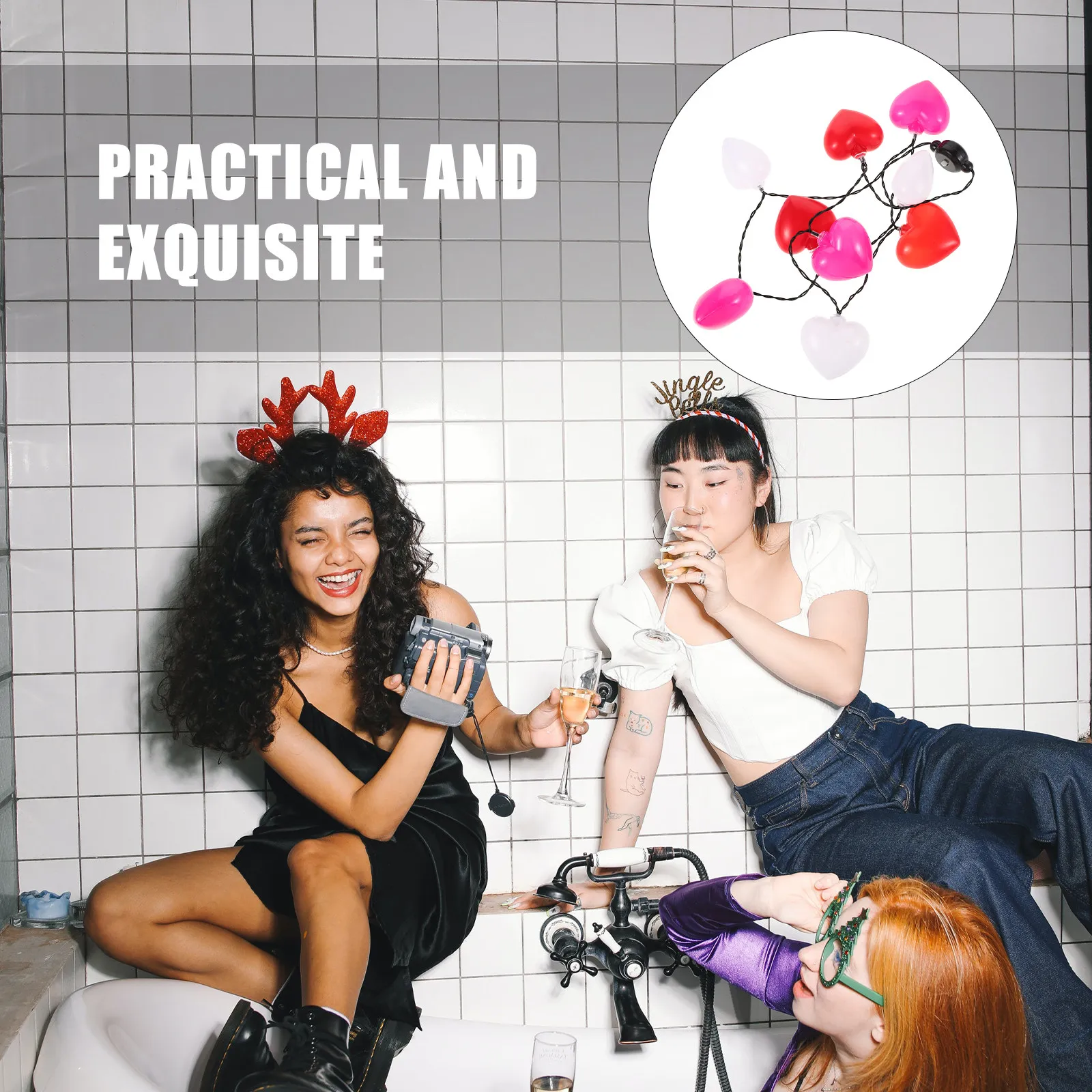 

Светодиодная гирлянда в форме красного сердца для Дня святого Валентина, дней рождения, свадебных торжеств, декоративные светящиеся аксессуары