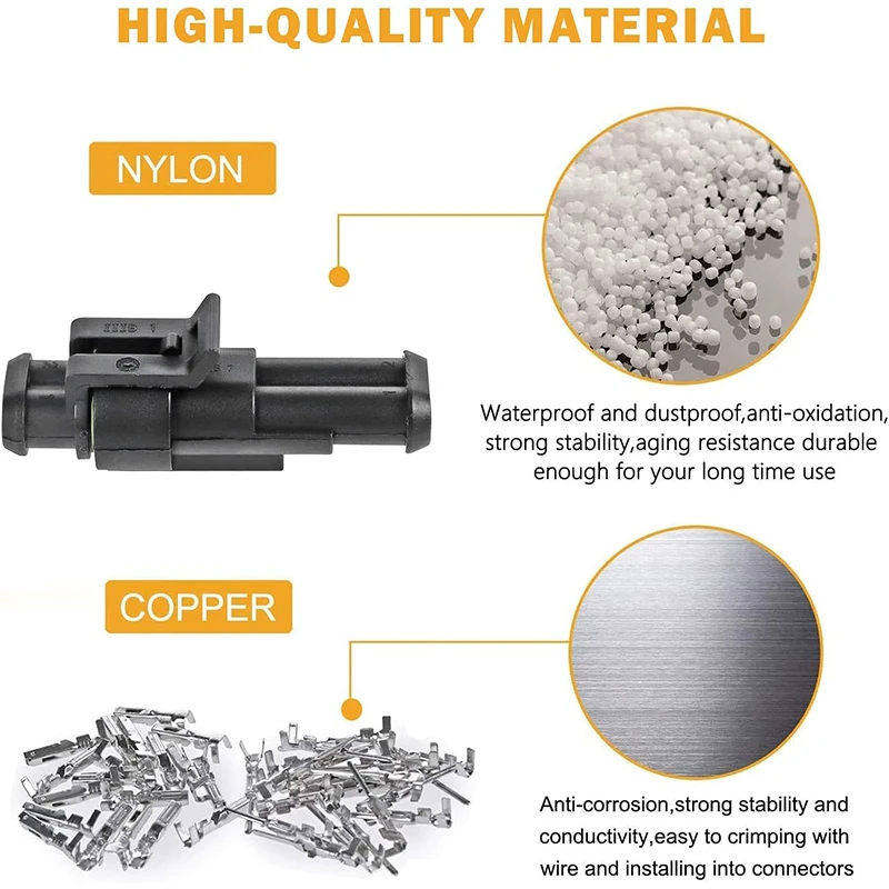 10 قطعة 2 دبوس موصل مقاوم للمياه 20-16 AWG سلك السيارات الكهربائية موصل 1.5 مللي متر سلسلة محطات الذكور الإناث للسيارة