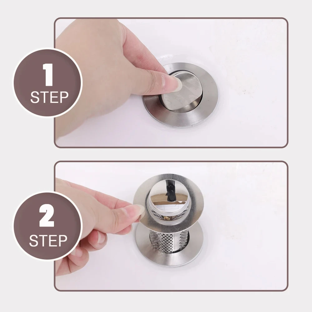 Waschbecken-Stecker, geruchshemmend, Pop-Up-Bounce-Kern, Waschbecken-Stopper, Haarfänger, Dusche, Waschbecken-Sieb, Edelstahl-Filter, springender Kern – Detail 2