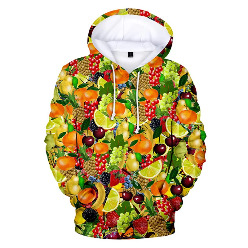 3D Fruits Printed Hoodies For Men Banana Apples Graphic Hooded Hoody Kid Fashion Funny Sweatshirts Y2k Pullovers Clothing Hoodie