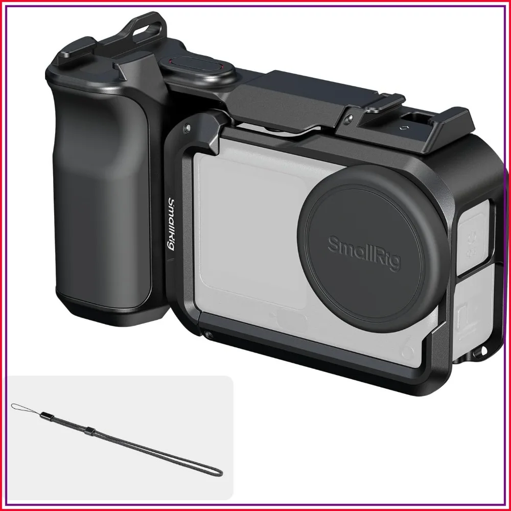 

Handle Grip Kit for DJI Osmo Action 6 with Metal Cage, Street Photography Grip, Shutter Button, Cold Shoe, Wrist Strap, Lens Cover, 1/4 Threaded Hole