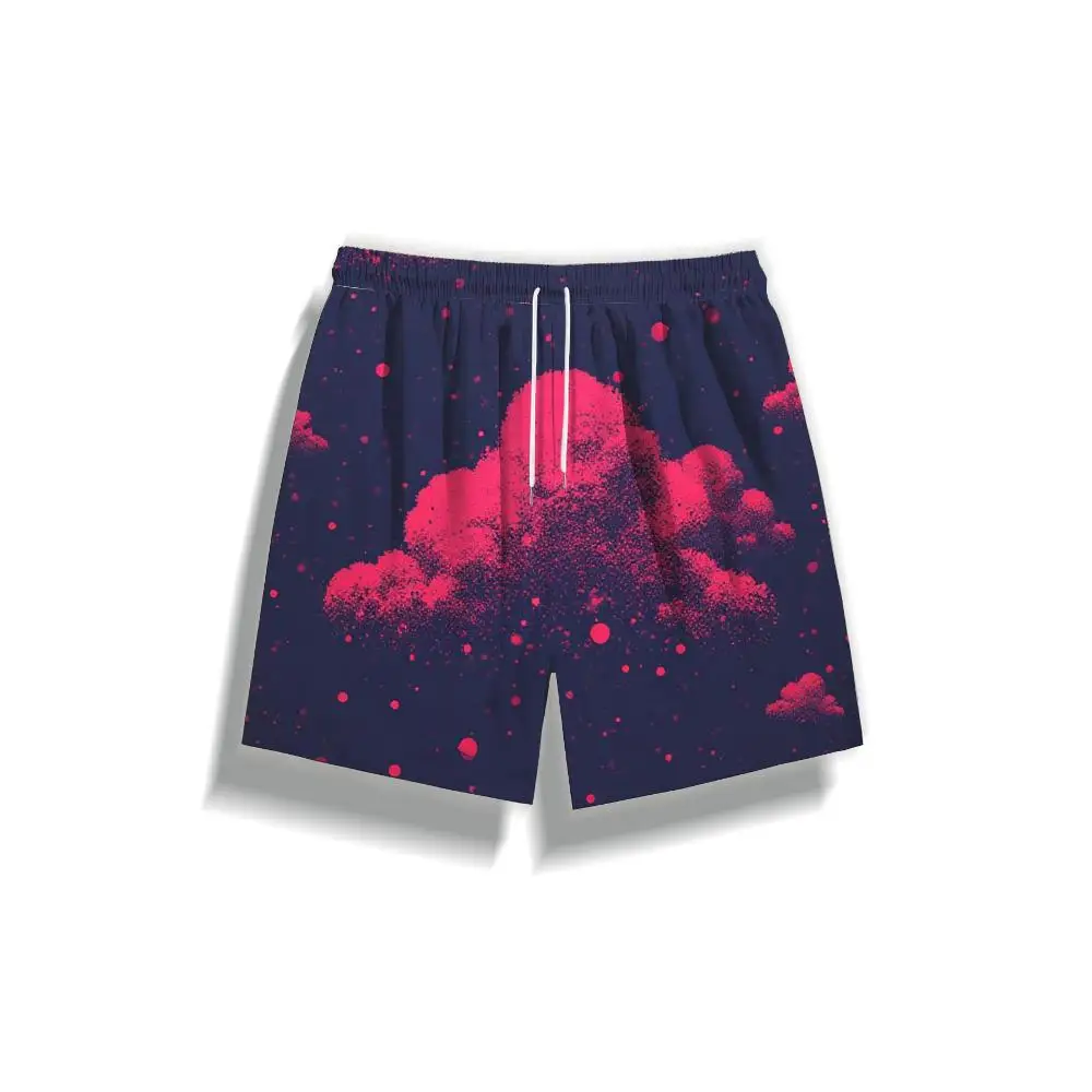 1pcs Men's Short swim trunks2026 Summer 3D Printed Short sleeve Polyester running Breathable New pants Quick drying