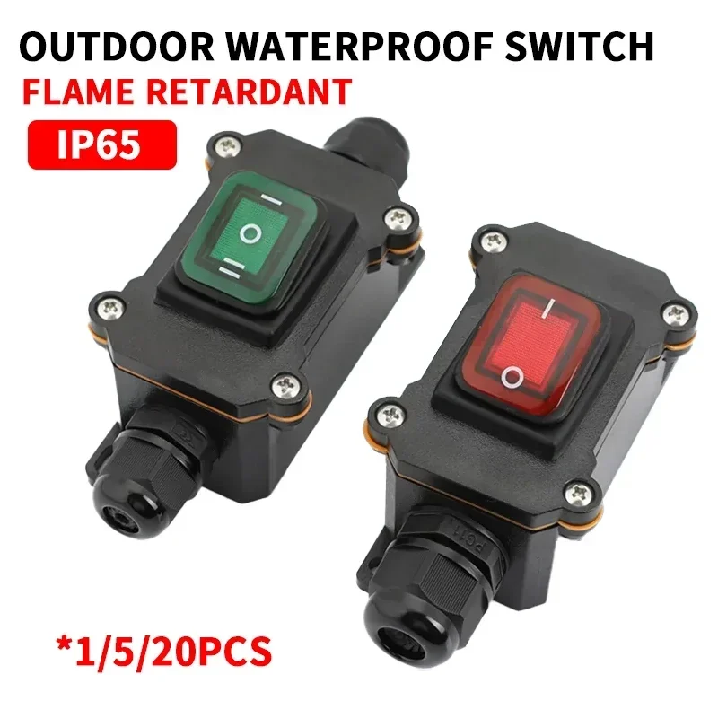 

Waterproof Marine Rocker Switch With LED Outdoor Junction Box Inline Power Cord Power Switch IP65, 12V/24V/220V