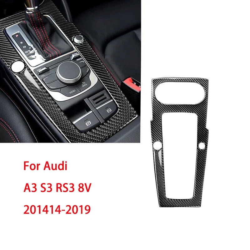 

LHD Car Center Gear Shift Frame Cover Carbon Fiber Sticker For Audi A3 S3 RS3 8V 2014-2019 Interior Gear Shift Panel Cover Trim