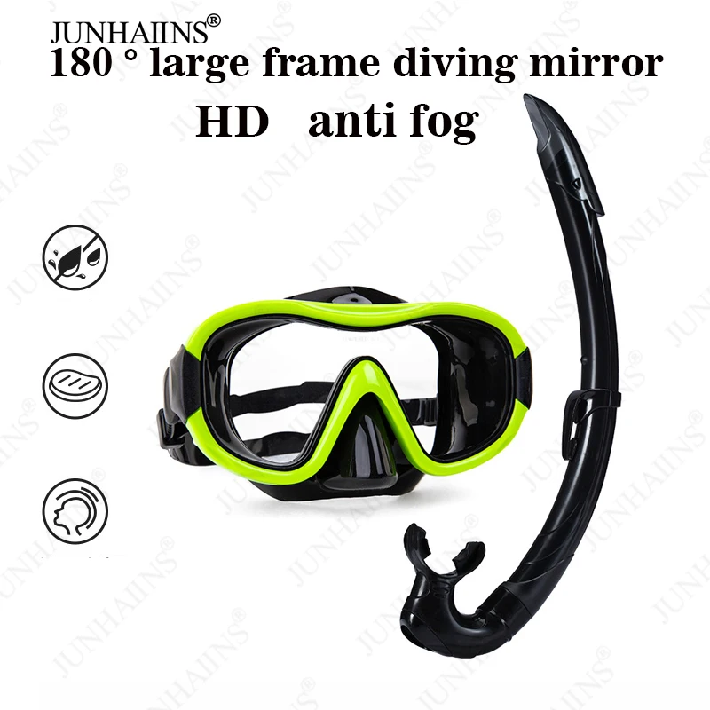 New snorkeling two-piece waterproof high-definition diving goggles semi dry breathing tube large frame diving goggles