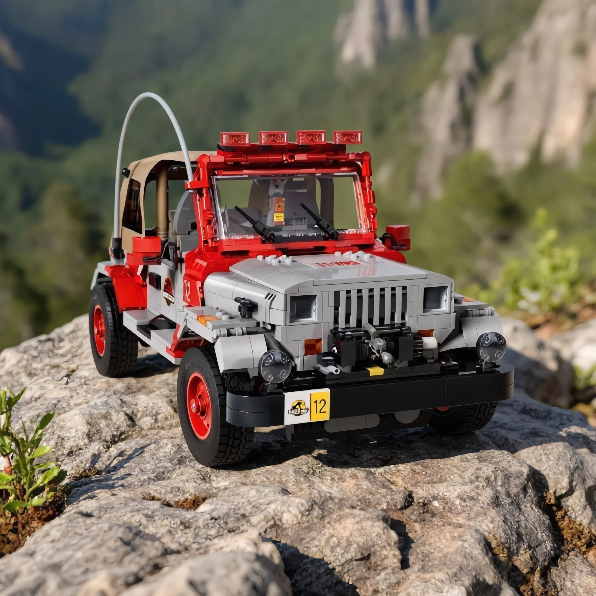 2026 Neue MOC Jurassic World Serie Jurassic Jeep Wrangler Kreative Lernspielzeug Geburtstagsgeschenk Bausteine
