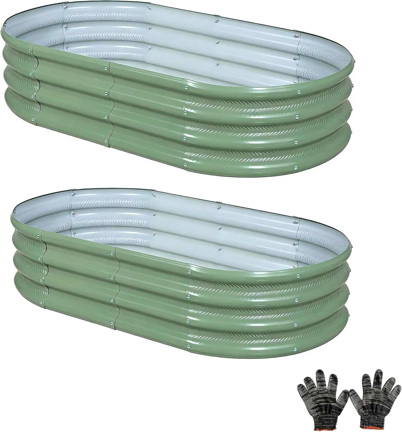 Raised Garden Bed Kits 4x2x1FT Oval Galvanized Metal Planter Box for Vegetables Flowers Herbs Easy Assembly