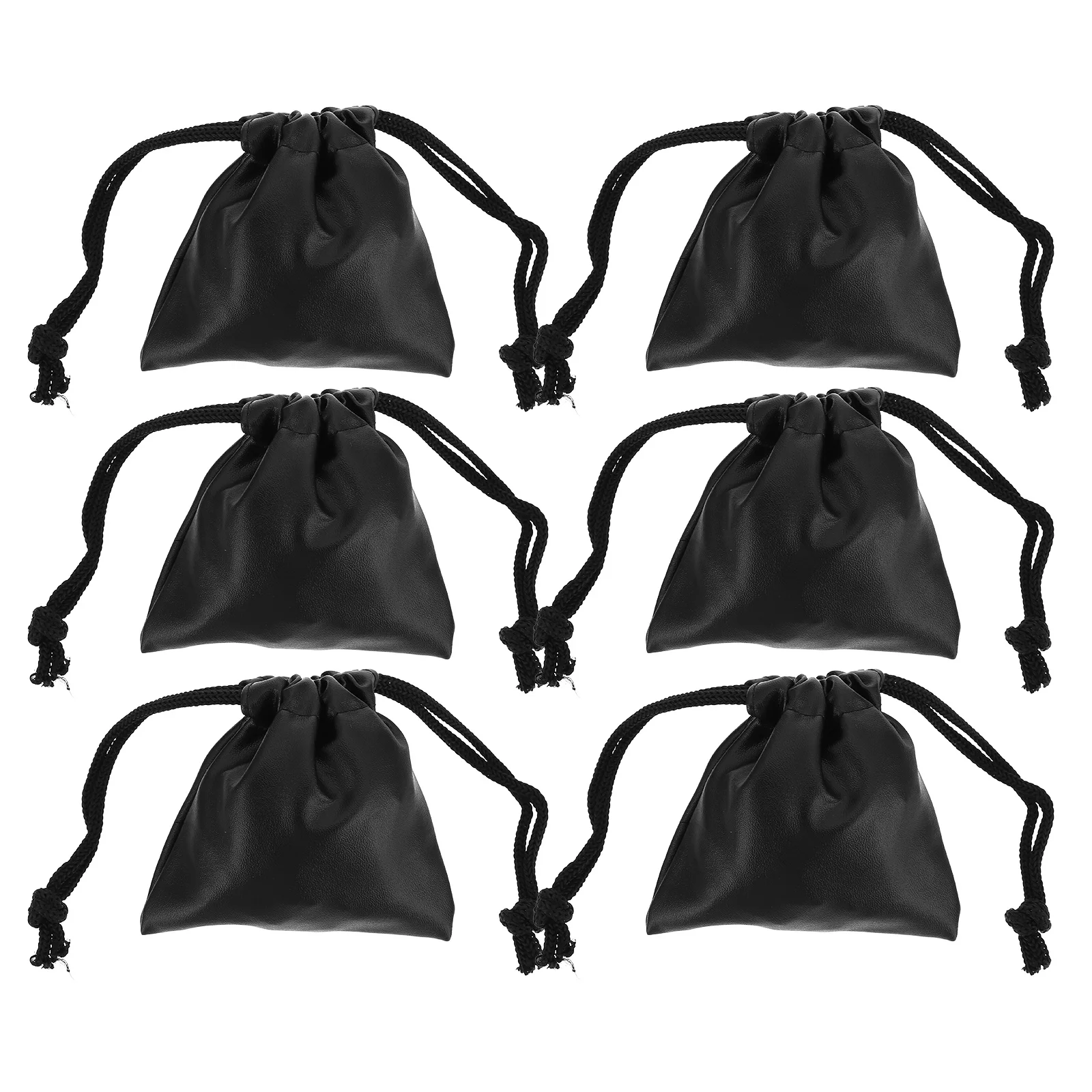 

6Pcs Drawstring Storage Pouch PU Material Compact Bag for Jewelry Travel Organizer Lightweight Reusable Pouch