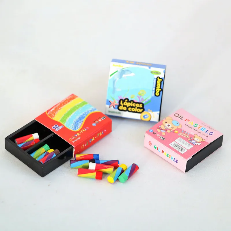 Dollhouse Mini Box Color Crayon 12 Color Miniature Creative Scene Doll Accessories  Miniature Items