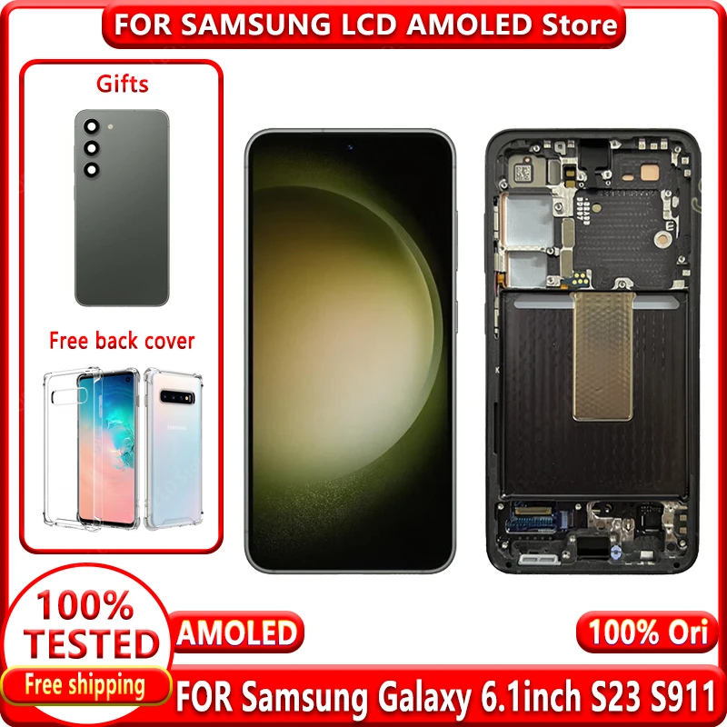 FOR S23 5G Super AMOLED Screen No defects For Samsung Galaxy S23 LCD S23 S911 S911B S911U LCD Display touch screen assembly