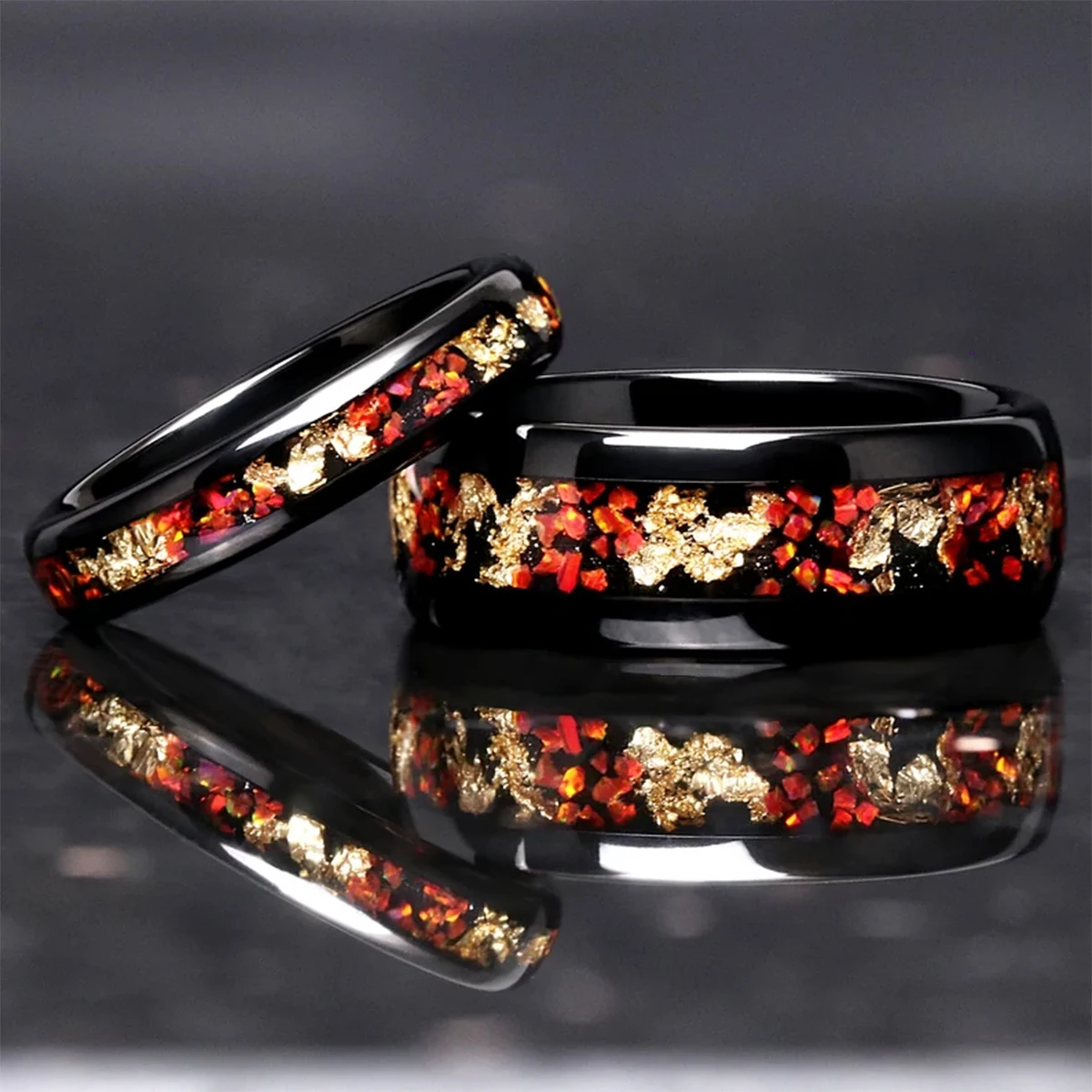 Black Tungsten Carbide Ring for Man Anillos Bague Homme Pareja De Compromiso Fashion Jewelry Wedding Bands Opal Engagement Rings
