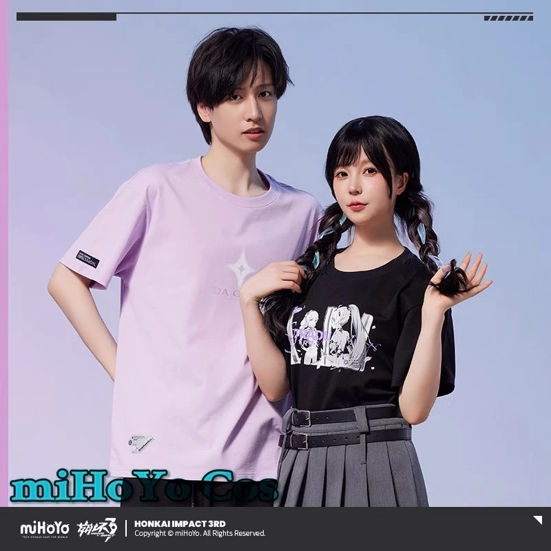

[Genuine] Kiana T-shirt miHoYo Official Game Honkai Impact 3RD Cosplay Short-Sleeved Top Anime Cartoon Costume Halloween Gift