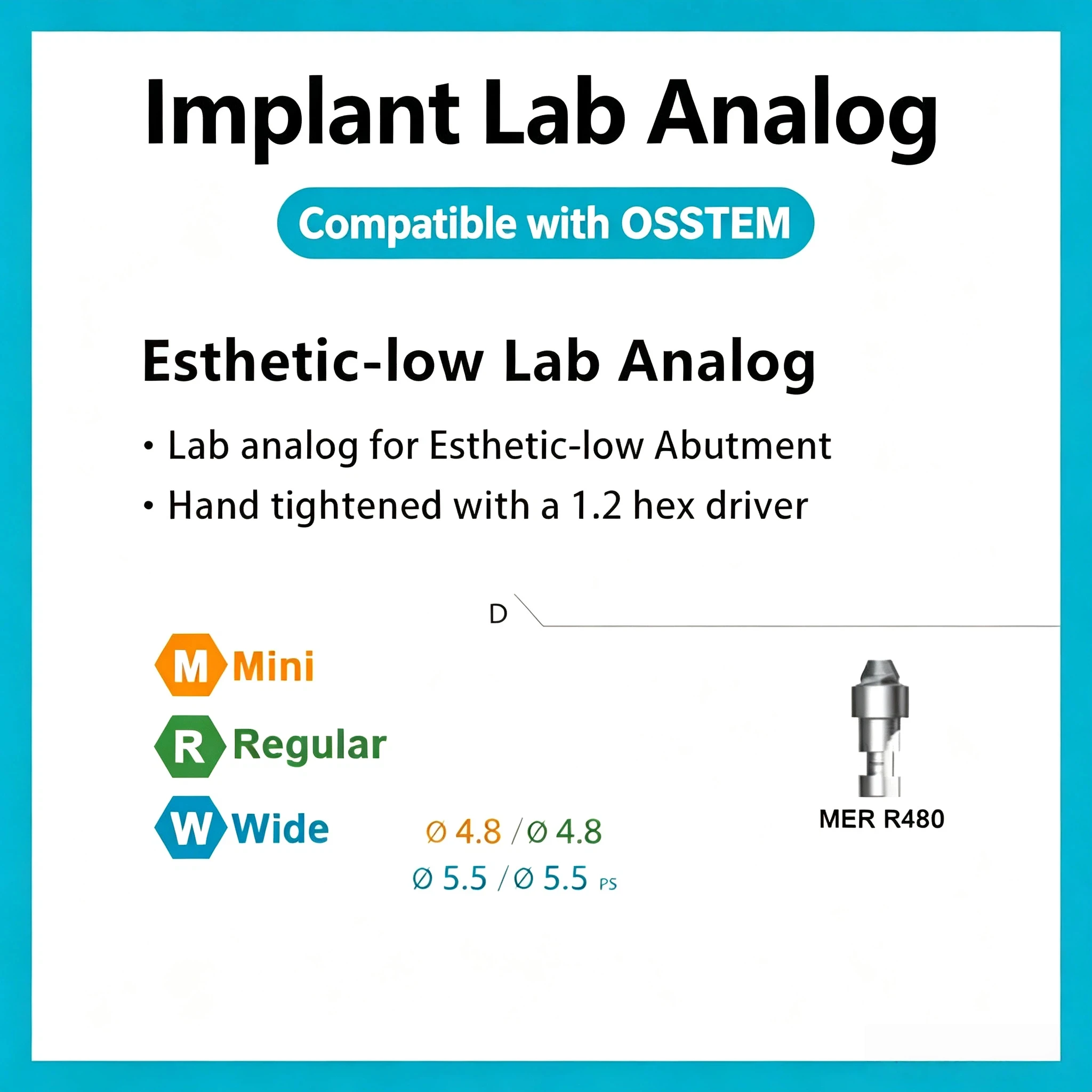 20Pcs Dental Implant Analog Compatible Osstem Aesthetic Low Profile Lab Analog Healing Screw Prosthetic Accessories