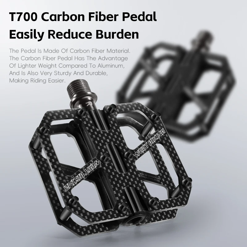 

Велосипедные педали Сверхлегкие T700 из углеродного волокна для MTB, дорожный велосипед, 3 подшипника, удобные плоские педали, детали для горного велоспорта
