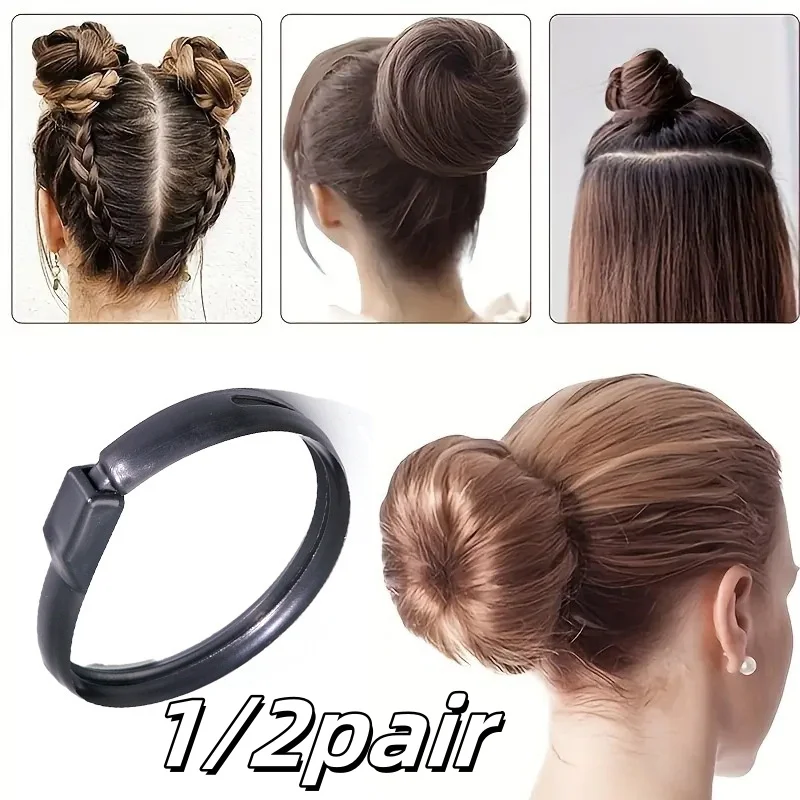 Magic Twist Donut Bun Clip DIY Ponytail Hair Styling Tools Black Mushroom Head Hair Reel for Bobo and Ball Head Hairstyles