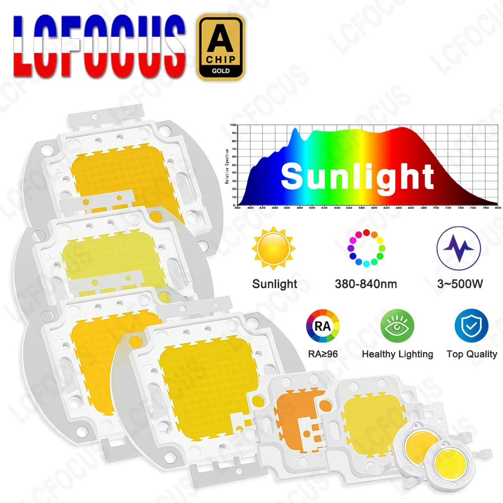 1W 3W 5W 10W 20W 30W 50W 100W rośnie LED rosnąć chip Pełne spektrum Światło słoneczne 380-840nm dla Rośliny doniczkowe Warzywa Kwiaty Owoce Akwaria Galerie sztuki Hale wystawowe