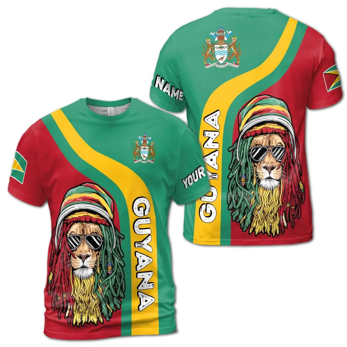 Camisetas con estampado de bandera de Guyana para hombre, Maillot de fútbol informal con estampado 3D, Jersey deportivo holgado de secado rápido, camisetas transpirables