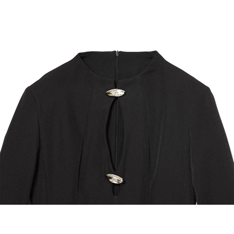 YENKYE European And American Style  Women New Fashionable Sexy Hollow Out Dress Long Sleeve Slim High Street Party Mini Dresses