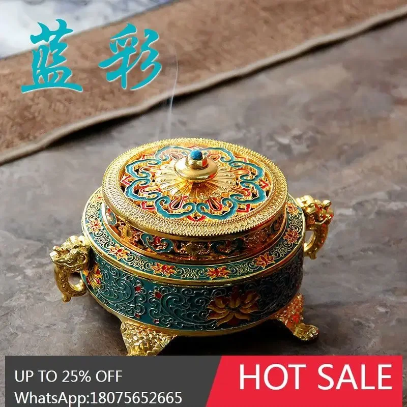 SGF Alloy Incense Burner Eight Auspicious Incense Burner Living Room Buddhist Supplies Tea Ceremony Ornament