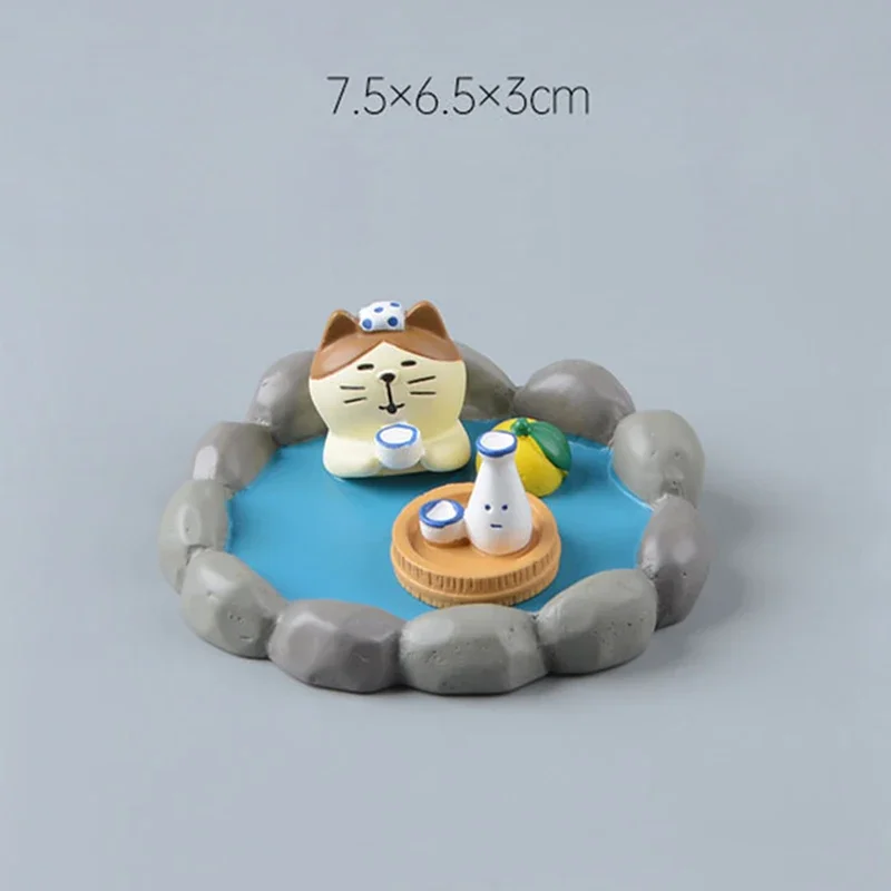 ZAKKA Cute Drinking Cat Figuines Shiba Inu Soak In The Bath Resin Model Pomelo Tree Fairy Garden Home Desktop Decoration gifts